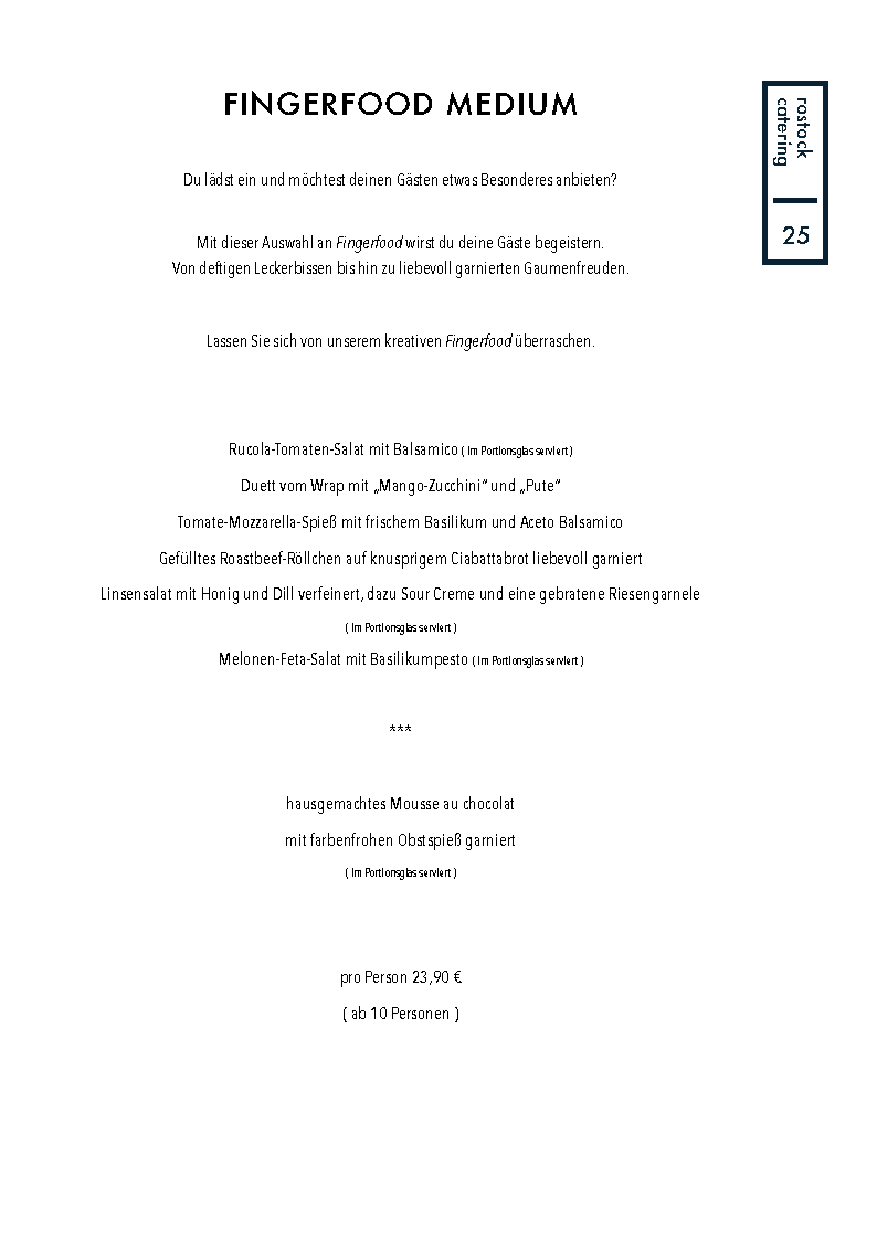 Menue Catering Katalog Rostock Catering